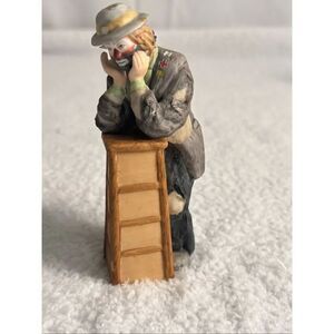 Emmett Kelly Jr. Clown Figurine Leaning on Stool “WHY ME" Flambro